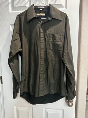 John Henry Men's Dark Olive Long-Sleeve Dress Shirt